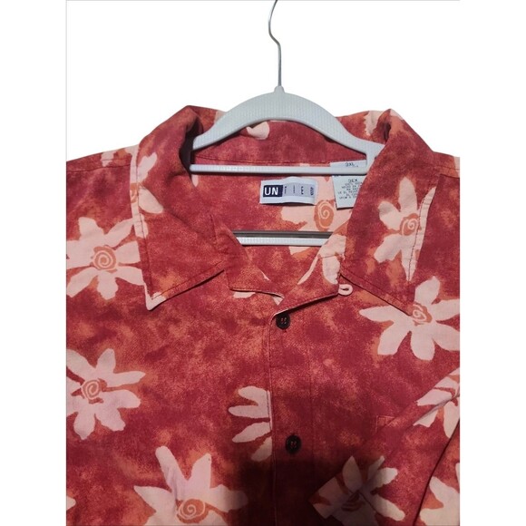UN TIED HAWAIIAN Short Sleeve Button Up Shirt Red Mens Size Large - Picture 5 of 5